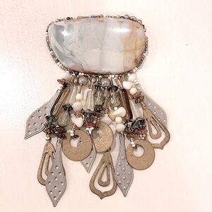 American Indian Western Style ,Hand Crafted, Natural Stone Brooch